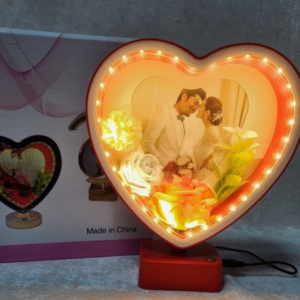 Personalized Heart Shape LED Photo Frame with Flower